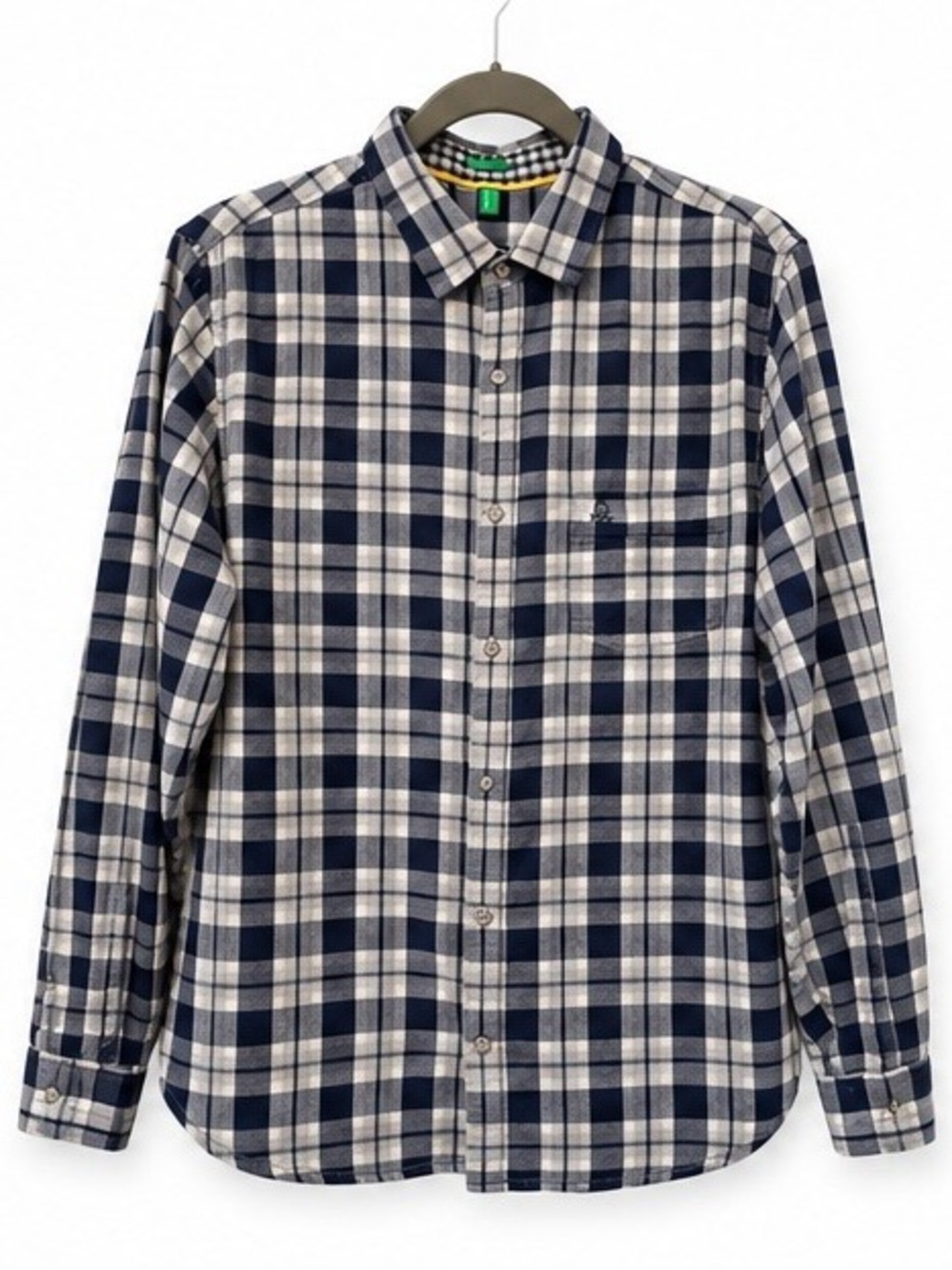 United Colors Of Benetton Navy and White Plaid Button-Down Shirt